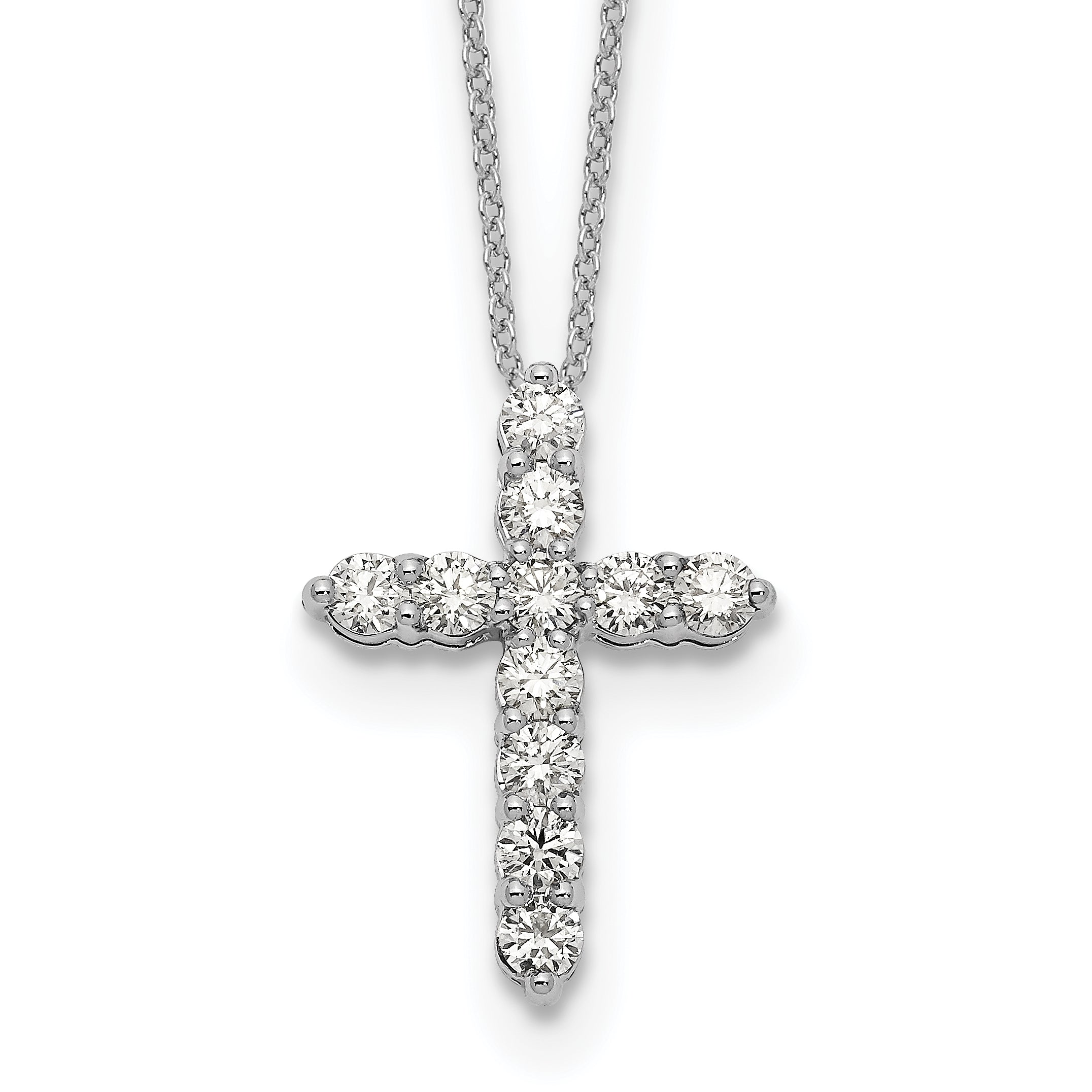 14k White Gold 1/4 carat Diamond Cross Pendant 18 inch Necklace PM1000