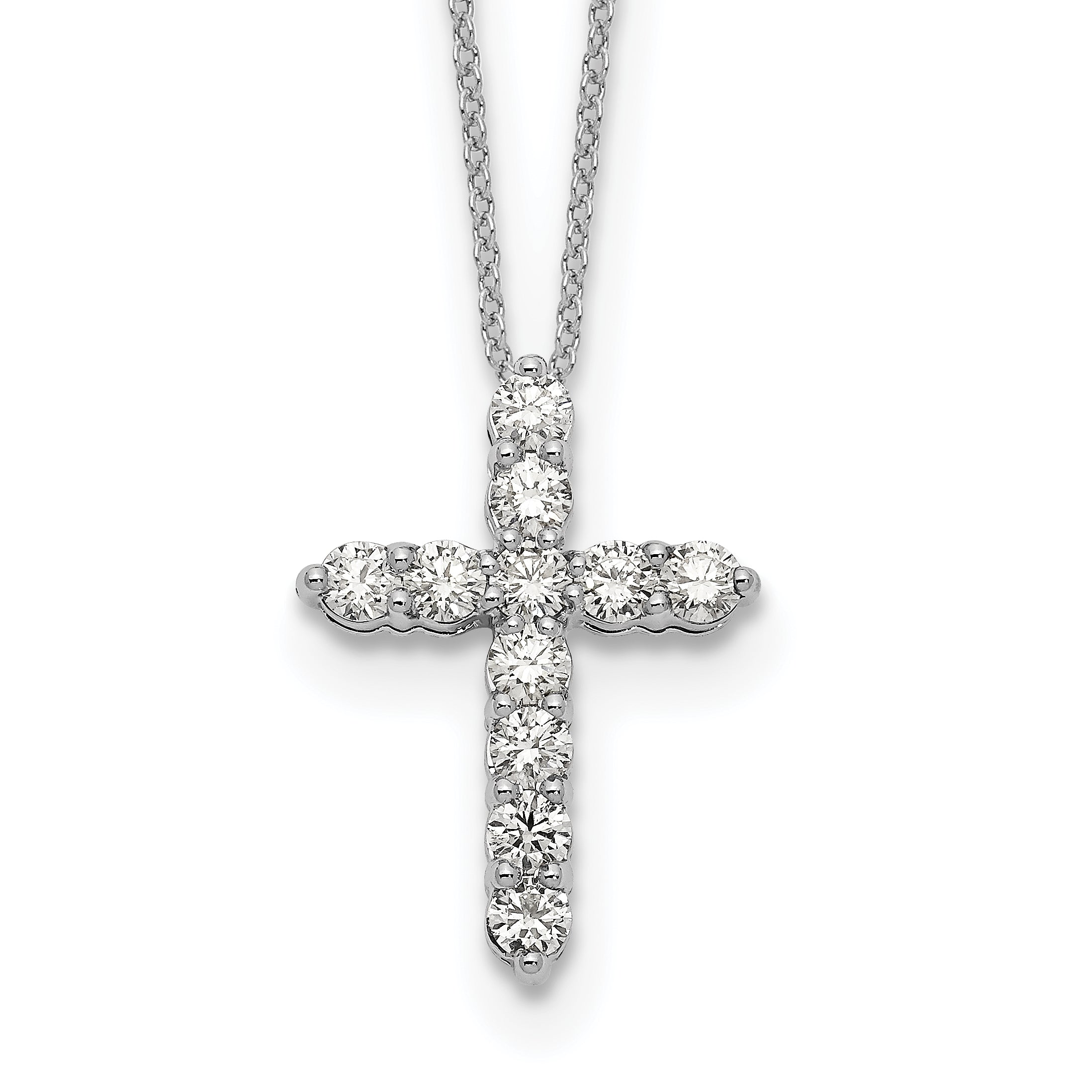 14k White Gold 1/4 carat Diamond Cross Pendant 18 inch Necklace PM1000