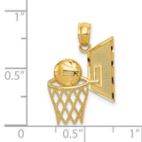 14k Basketball in Hoops with Backboard Pendant C3583