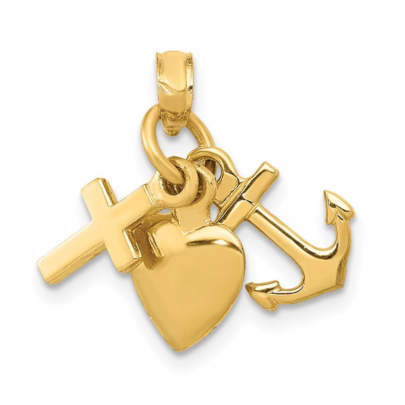14K 3-D Faith, Hope and Charity Charm D988