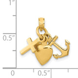14K 3-D Faith, Hope and Charity Charm D988