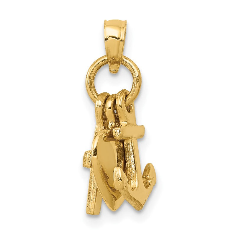 14K 3-D Faith, Hope and Charity Charm D988