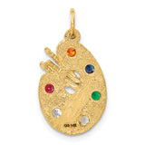 14k Multi-color CZ Stones Artist Palette Charm A3737