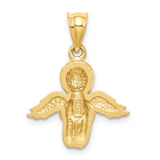14K Brushed and Diamond-cut Praying Angel Pendant D4751