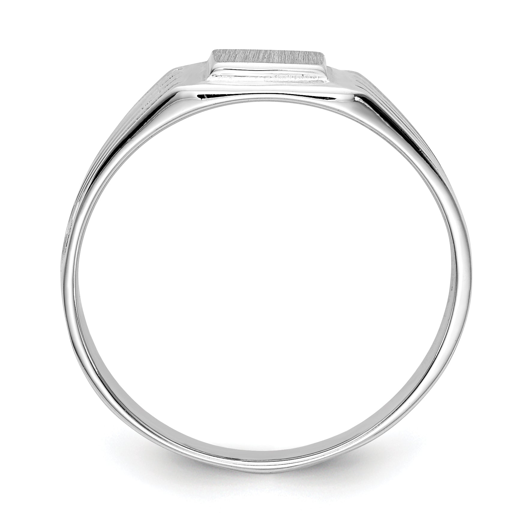 14k White Gold 5.25x5.0mm Childs Open Back Signet Ring D1876