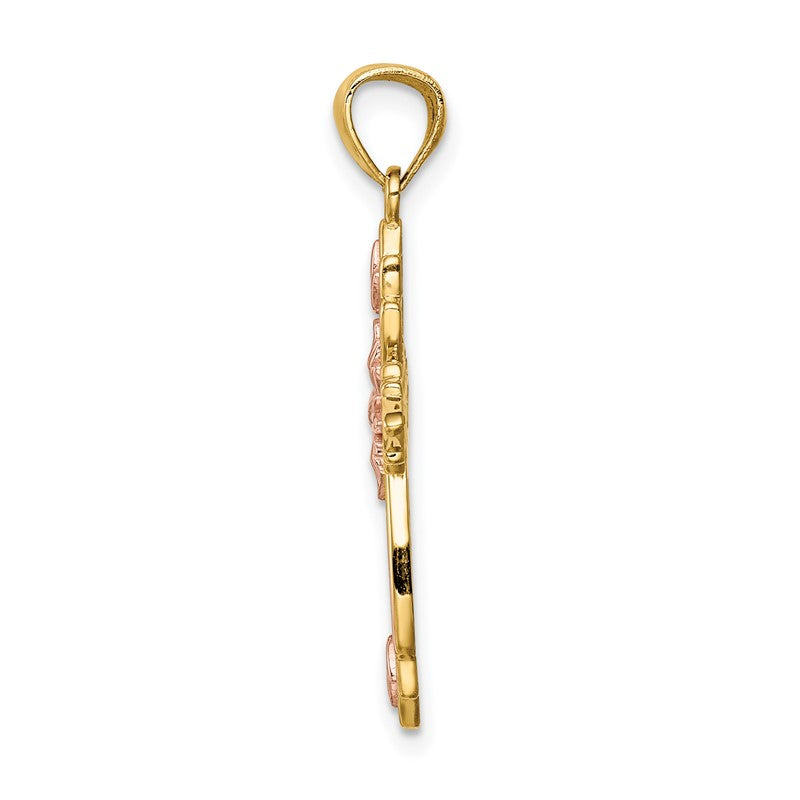 14K Two-Tone Cross Pendant C4692