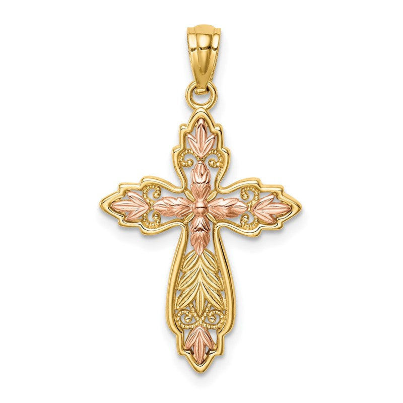 14K Two-Tone Cross Pendant C4692
