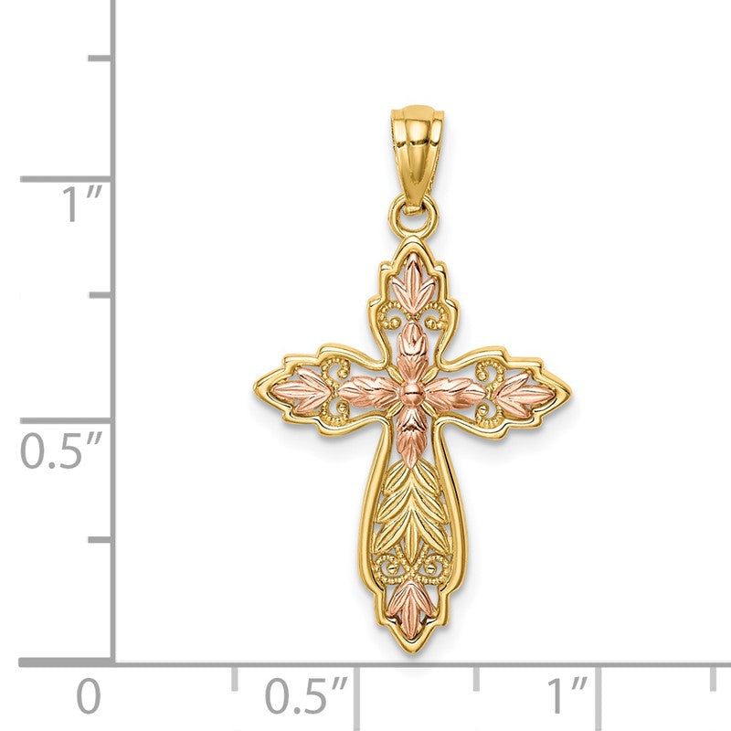 14K Two-Tone Cross Pendant C4692