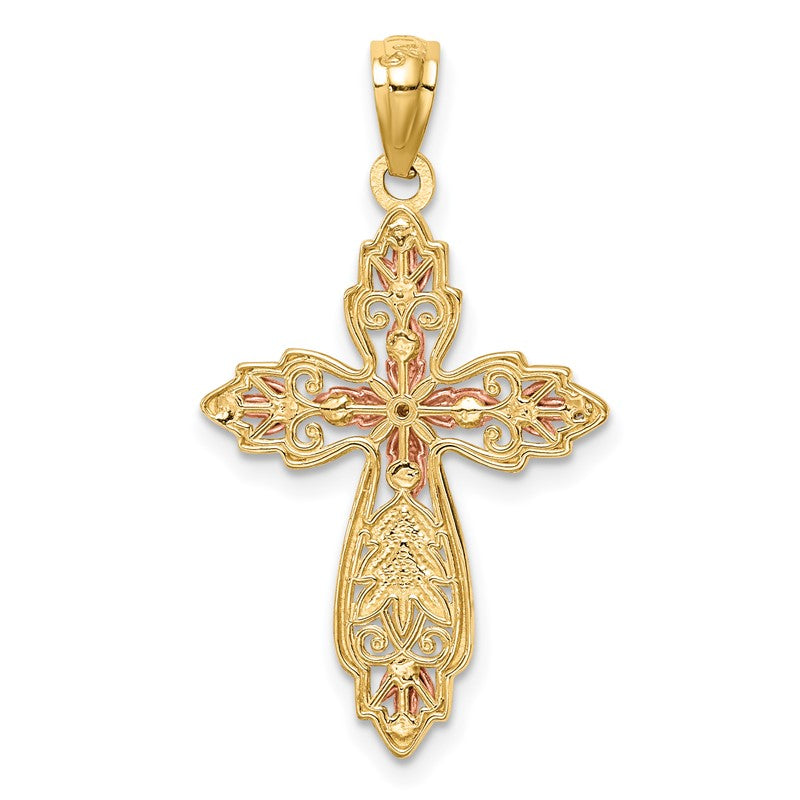 14K Two-Tone Cross Pendant C4692