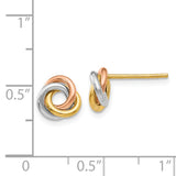 14k Tri-color 8mm Twisted Love Knot Post Earrings Z1239