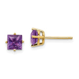 14k 5mm Princess-cut Amethyst Post Earrings XE61AM