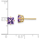 14k 5mm Princess-cut Amethyst Post Earrings XE61AM