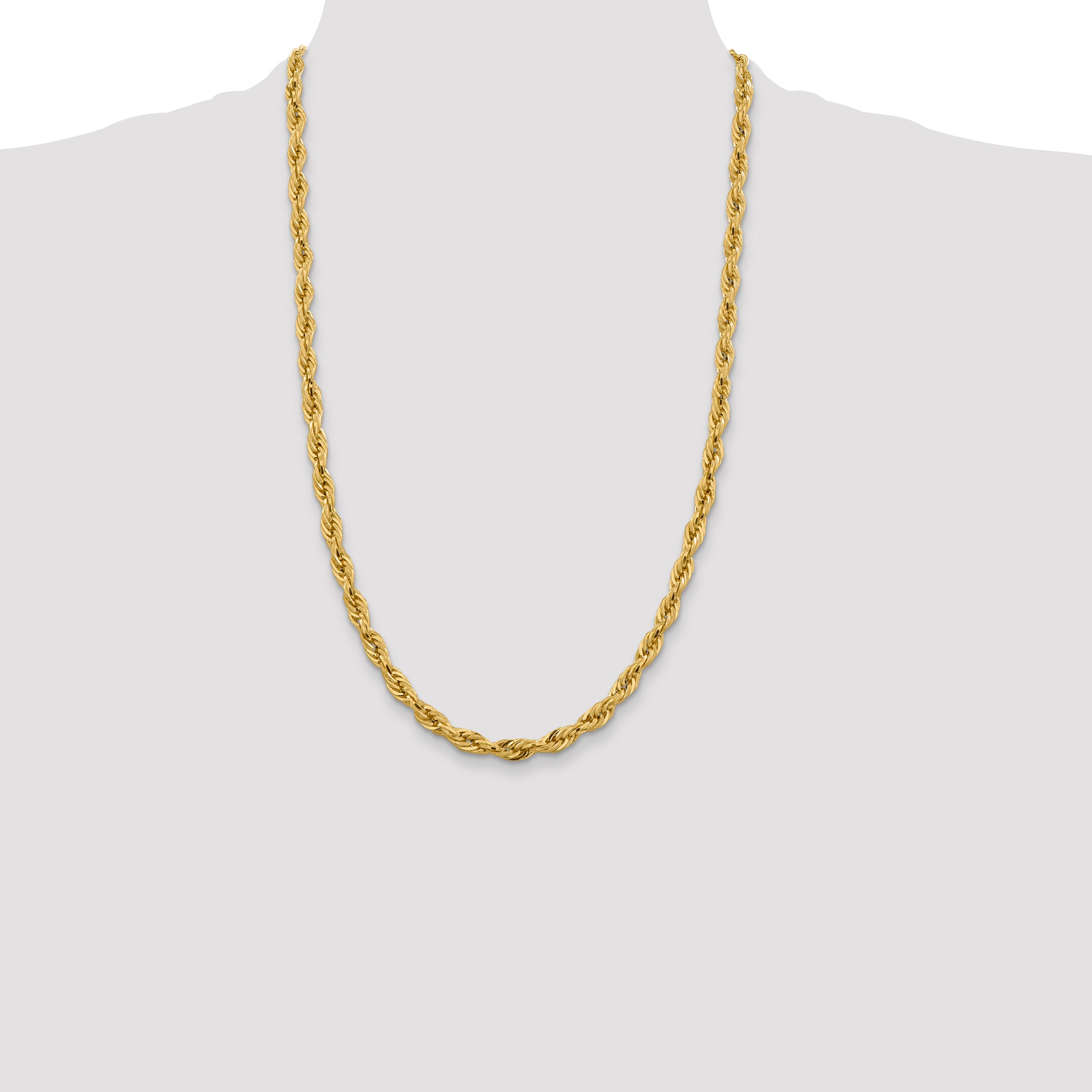 14K 26 inch 5.4mm Semi Solid Rope with Lobster Clasp Chain BC170