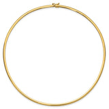 14k Polished 3mm Lightweight 16 inch Domed Omega Necklace ODL3