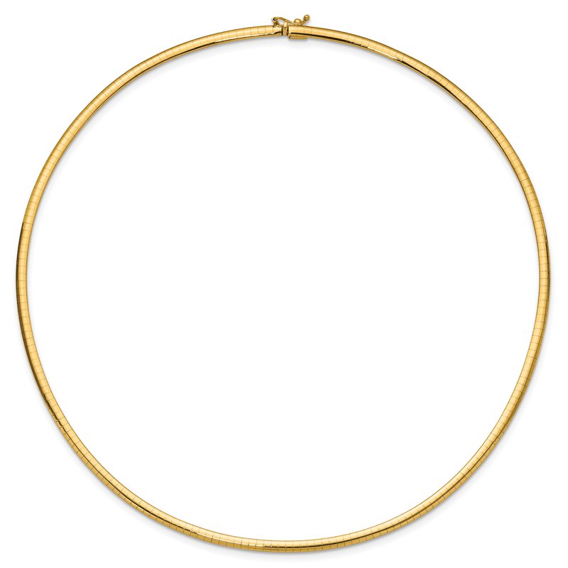 14k Polished 3mm Lightweight 16 inch Domed Omega Necklace ODL3