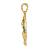 14K Blue Enameled Shell Cluster Pendant K4166