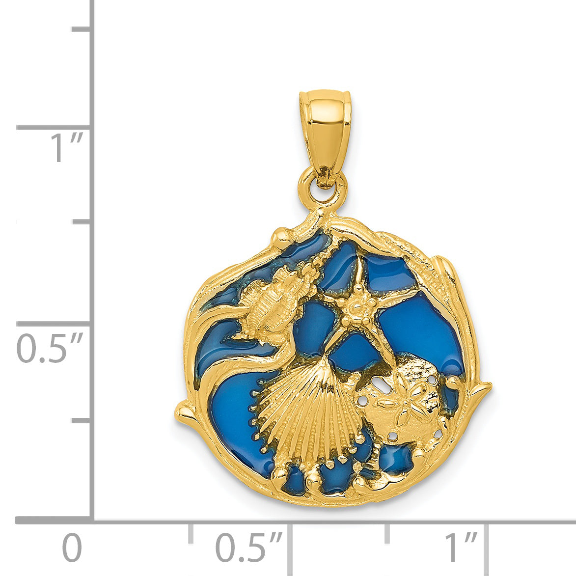 14K Blue Enameled Shell Cluster Pendant K4166