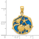 14K Blue Enameled Shell Cluster Pendant K4166