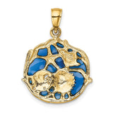 14K Blue Enameled Shell Cluster Pendant K4166