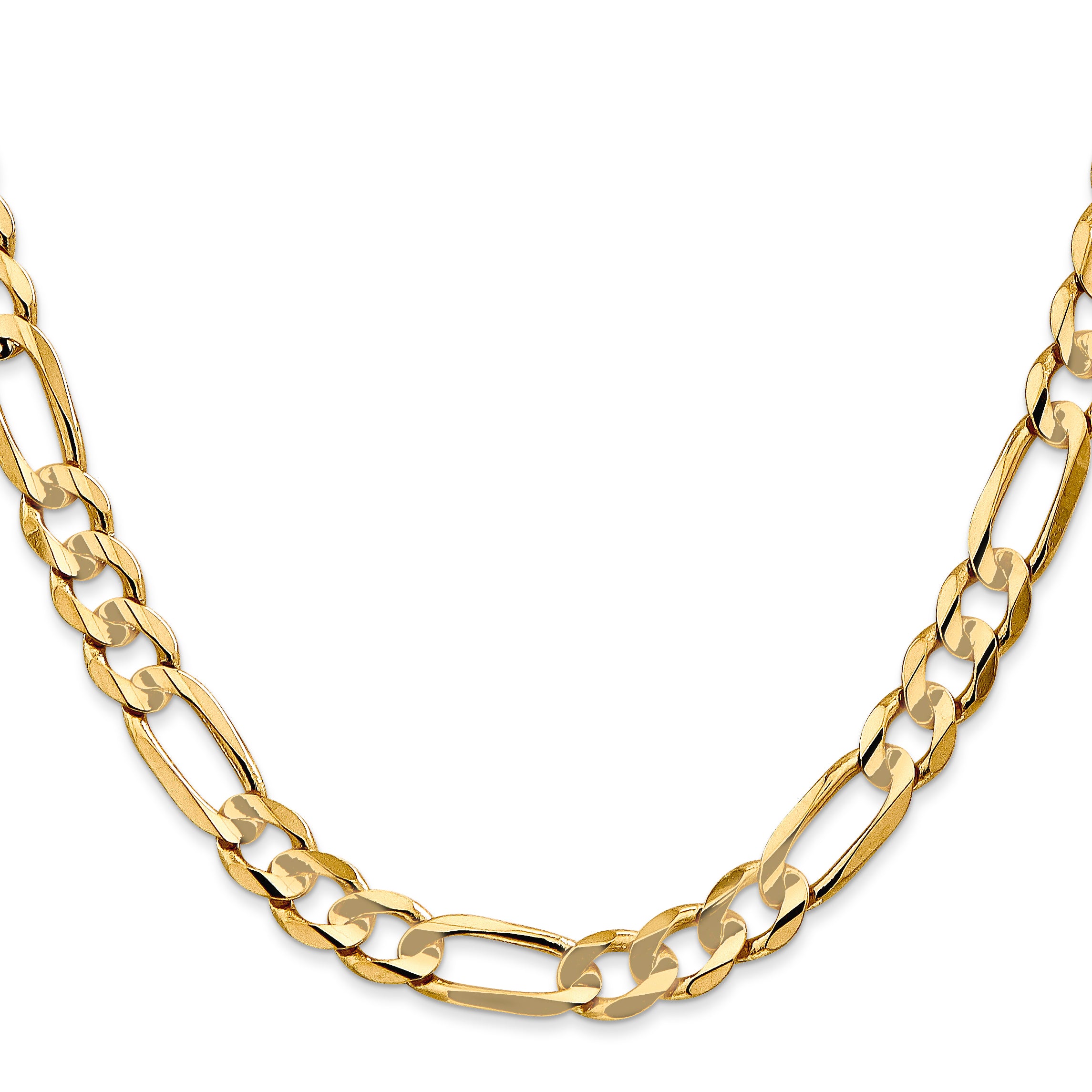 14K 26 inch 6.75mm Concave Open Figaro with Lobster Clasp Chain LFG180