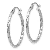 14k WG Twist Polished Hoop Earring TE566