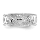 14k White Gold Ladies Polished Claddagh Band D3114