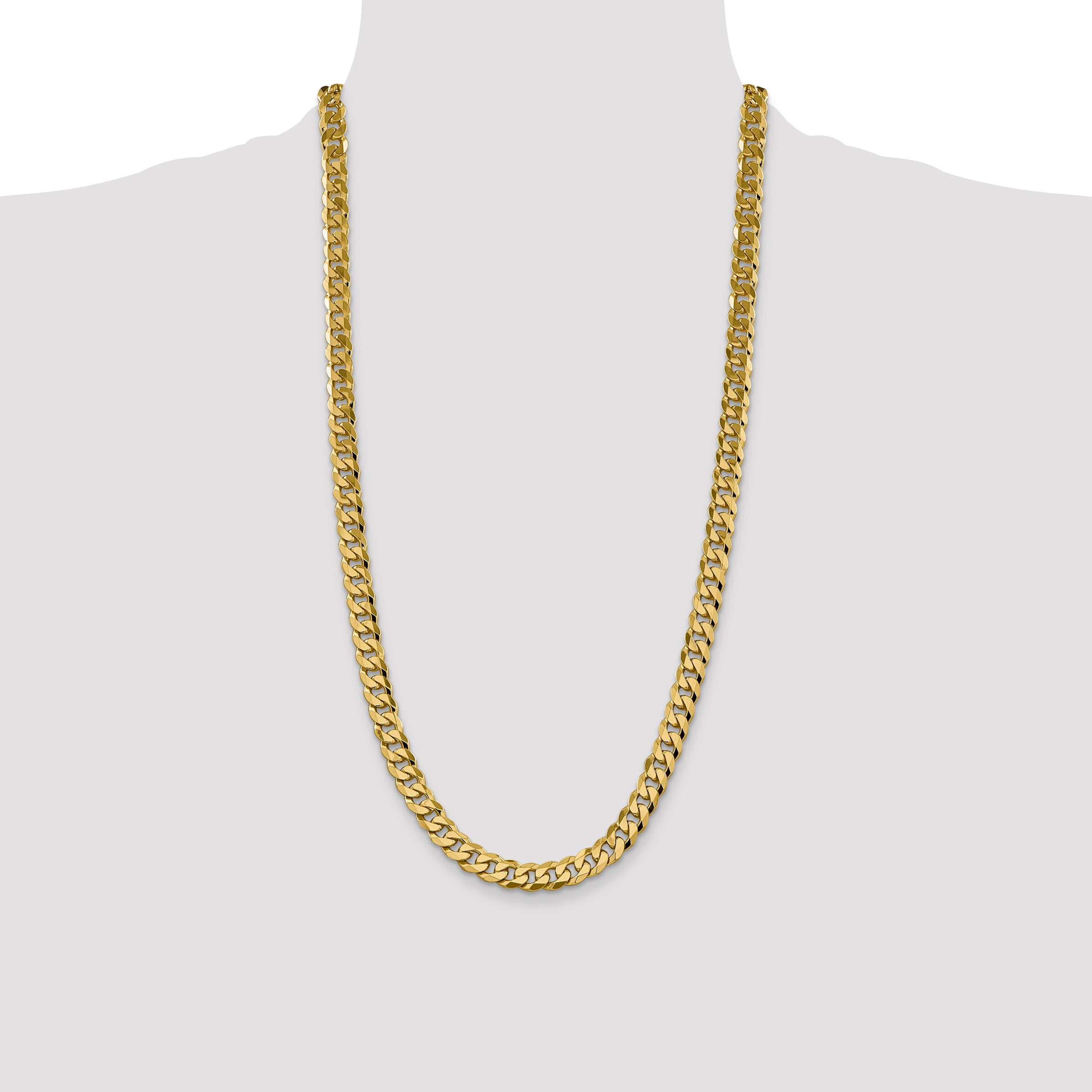 14K 26 inch 8.5mm Flat Beveled Curb with Lobster Clasp Chain FBU220