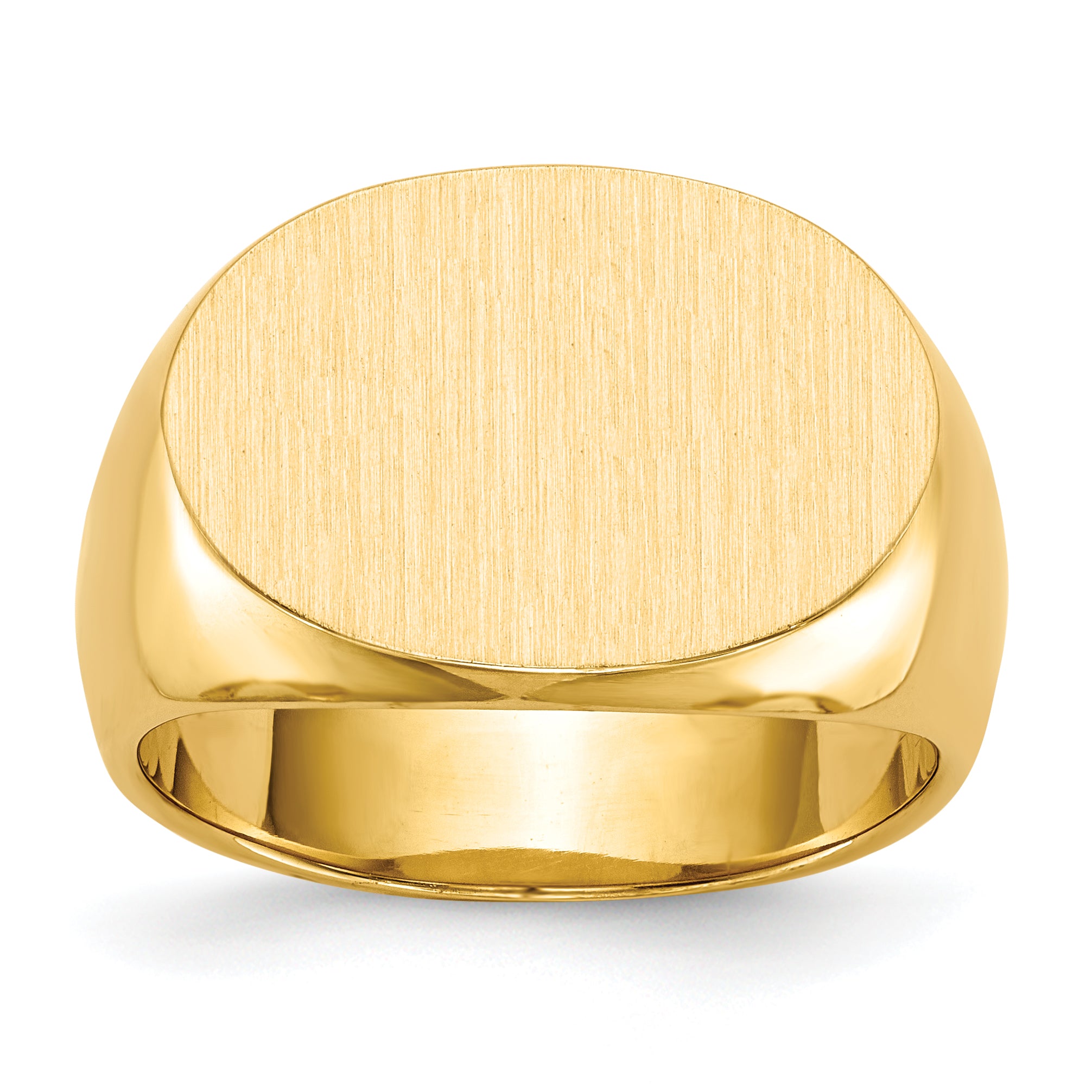 14k 19.0x13.0mm Oval Closed Back Mens Signet Ring RS254