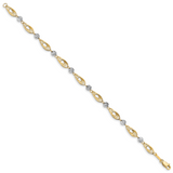 14K Two-tone Oval Links with Diamond-cut Beads 7.25 inch Bracelet FB1349