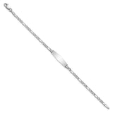 14k White Gold Polished Semi-Solid Chain/Solid Plate Figaro Link Soft Diamond Shape 20x5.5mm Plate 6 inch Baby/Child ID Bracelet DCID134CW