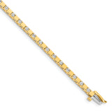 14k Complete 1.1 carat Round A Diamond Square Link 7 inch Tennis Bracelet X742A
