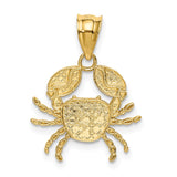 14K and White Rhodium Diamond-Cut Crab Pendant K4885