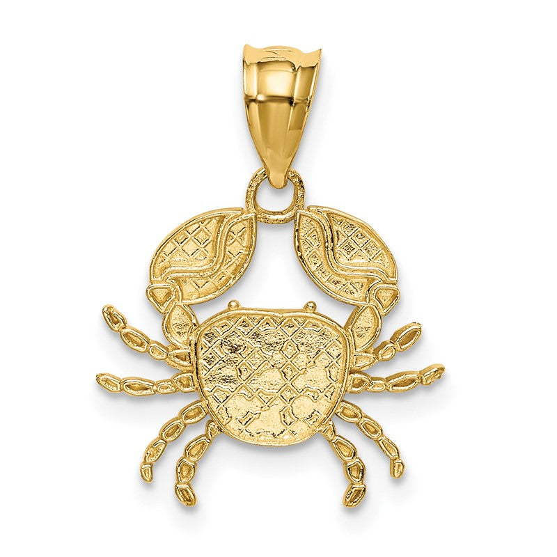 14K and White Rhodium Diamond-Cut Crab Pendant K4885