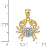 14K and White Rhodium Diamond-Cut Crab Pendant K4885