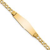 14k Polished Semi-Solid Chain/Solid Plate Cuban Link Soft Diamond Shape 25.5x7.5mm Plate 7 inch ID Bracelet DCID106C