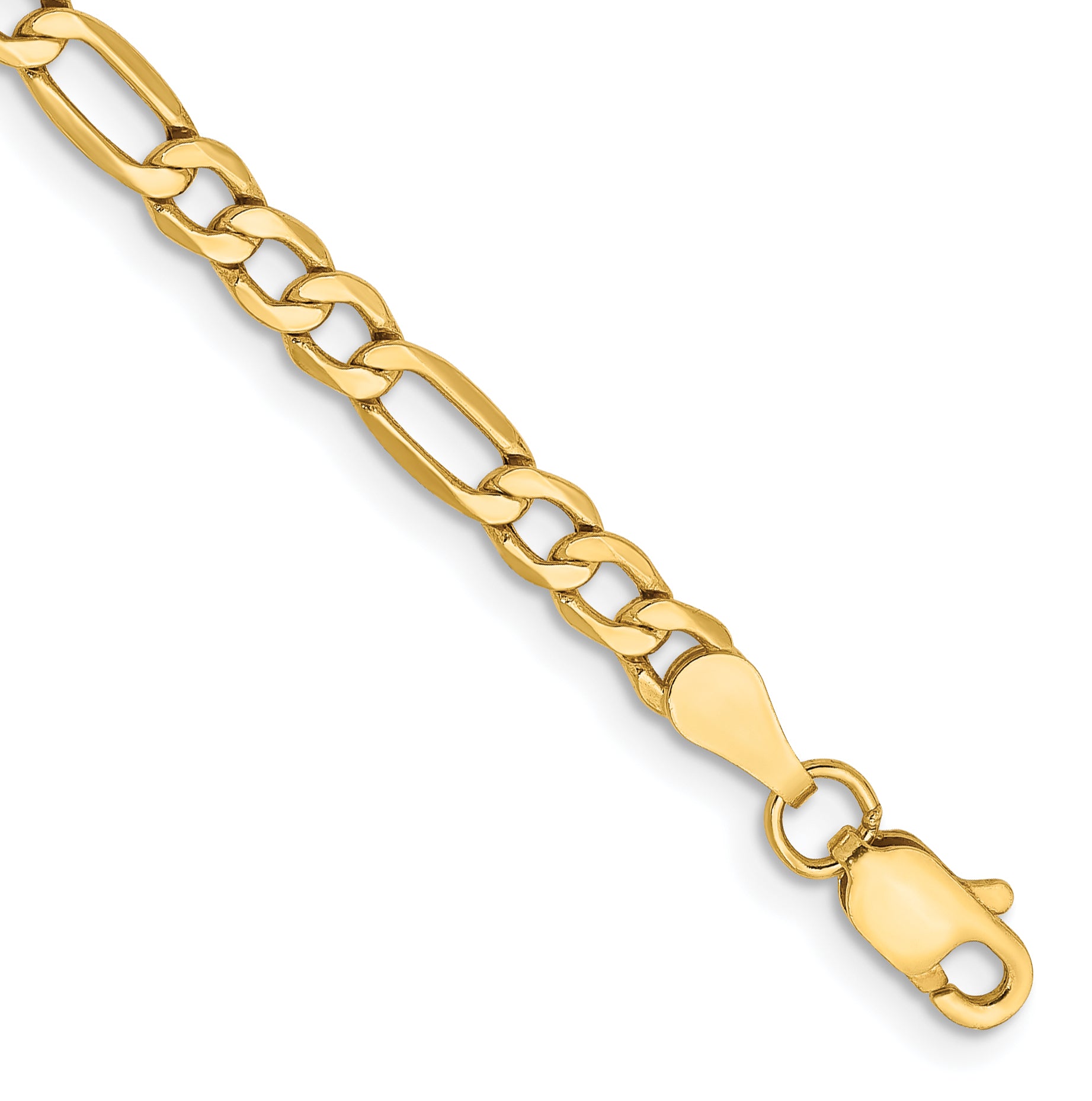 14K 10 inch 3.5mm Semi-Solid Figaro with Lobster Clasp Anklet BC93