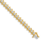 14k Complete 7.19 carat Round A Diamond 2-prong S-link 7 inch Tennis Bracelet X707A
