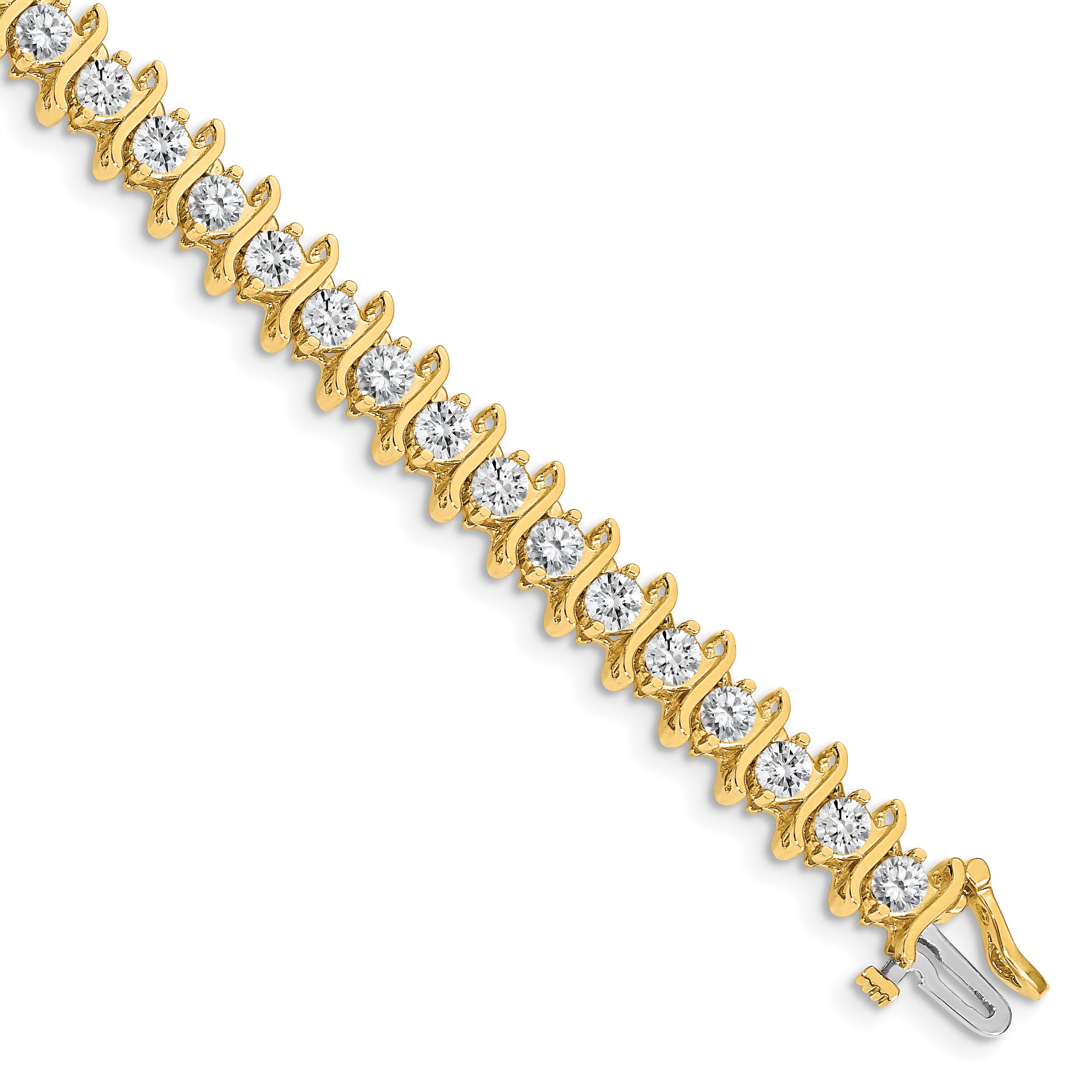 14k Complete 7.19 carat Round A Diamond 2-prong S-link 7 inch Tennis Bracelet X707A