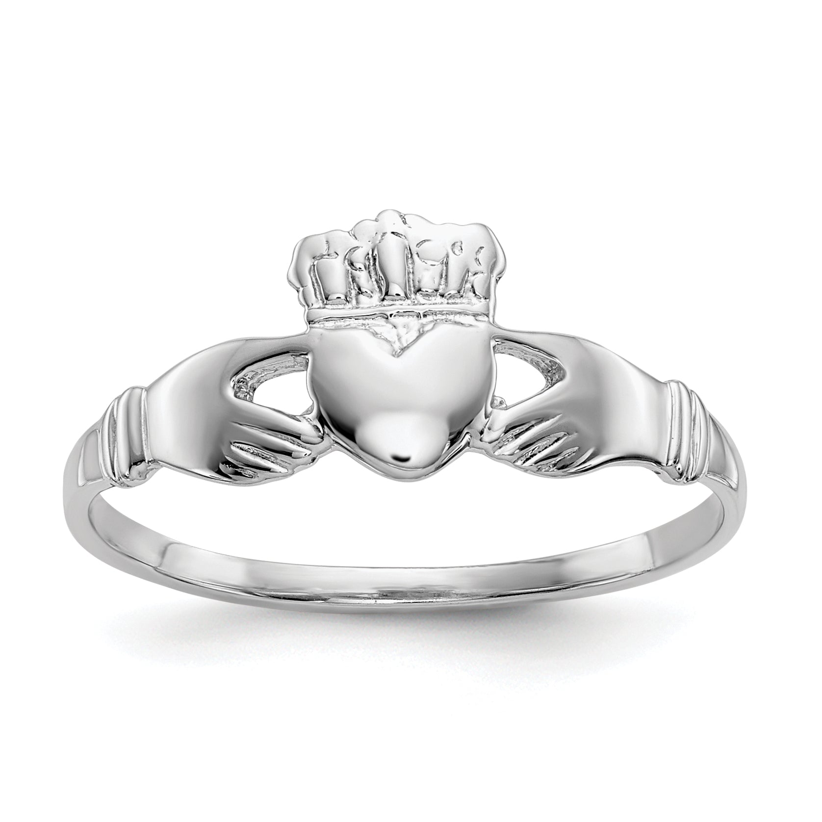 14k White Gold Ladies Claddagh Ring D3106
