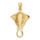 14k Polished Lab Created Blue Opal Stingray Pendant K6043