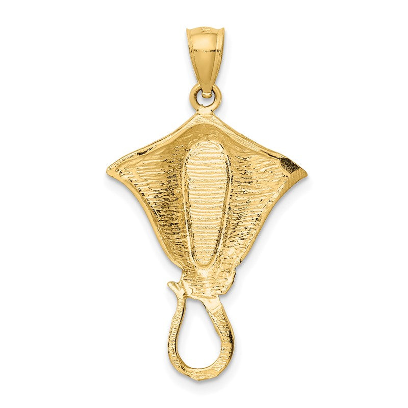 14k Polished Lab Created Blue Opal Stingray Pendant K6043