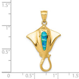 14k Polished Lab Created Blue Opal Stingray Pendant K6043