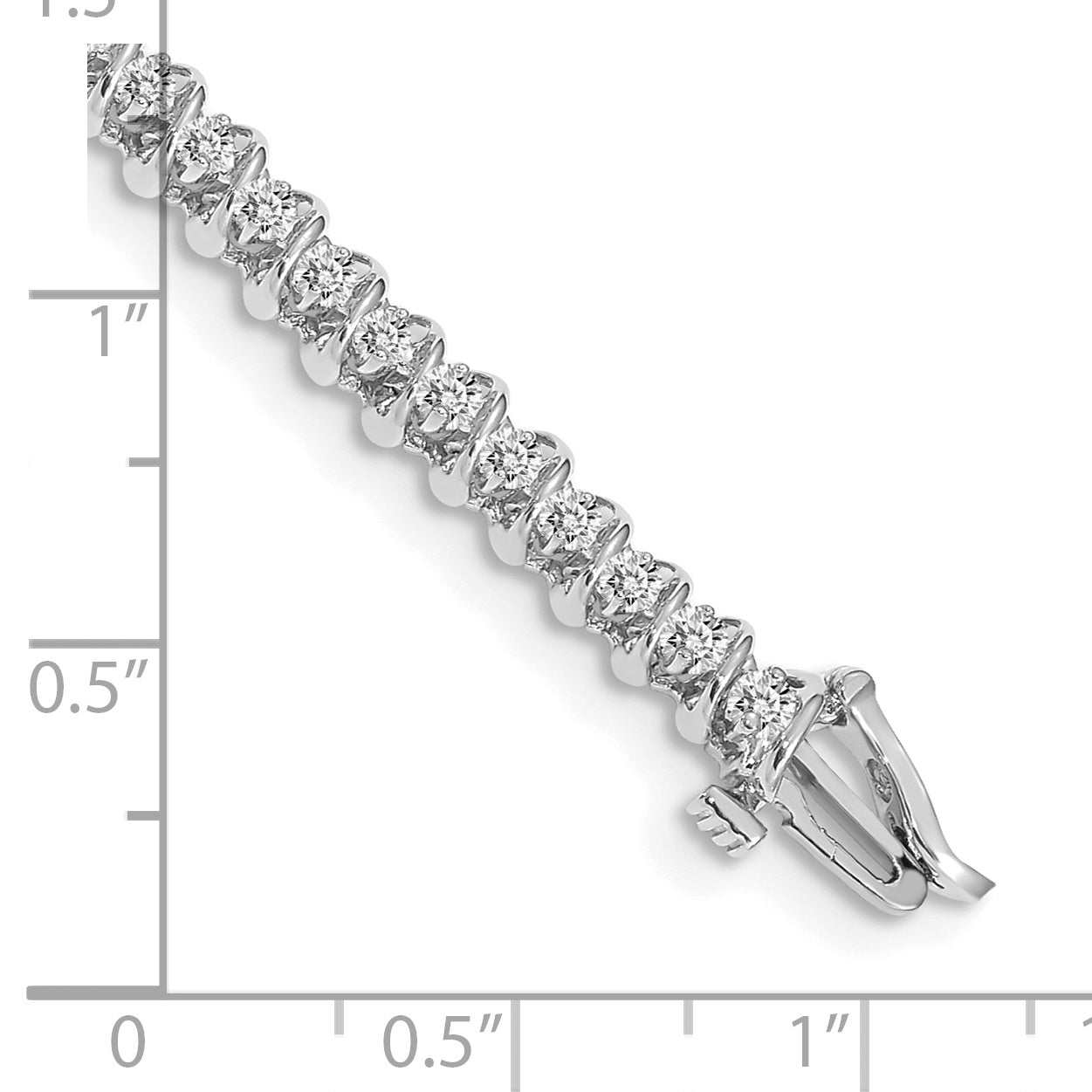 14k White Gold Complete 0.93 carat Round AAA Diamond Fancy Spiral 7 inch Tennis Bracelet X2000WAAA