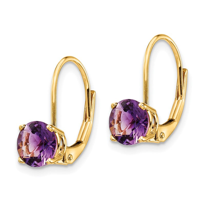 14k 6mm Round Amethyst Leverback Earrings XLB112AM