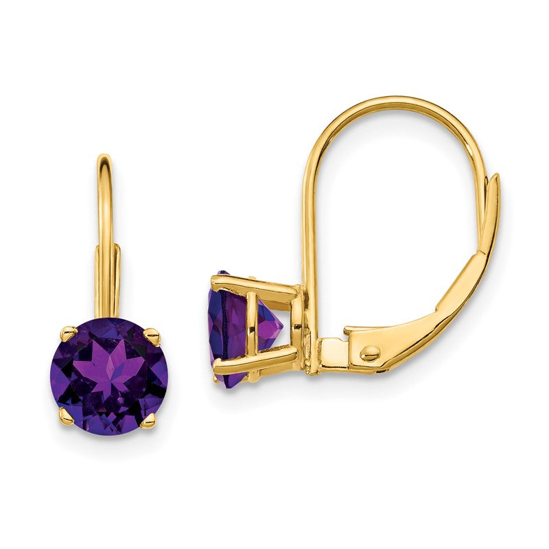 14k 6mm Round Amethyst Leverback Earrings XLB112AM