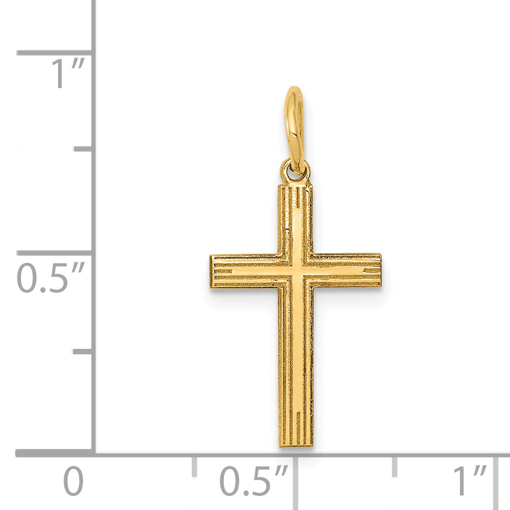 14K Laser Designed Cross Charm XR992