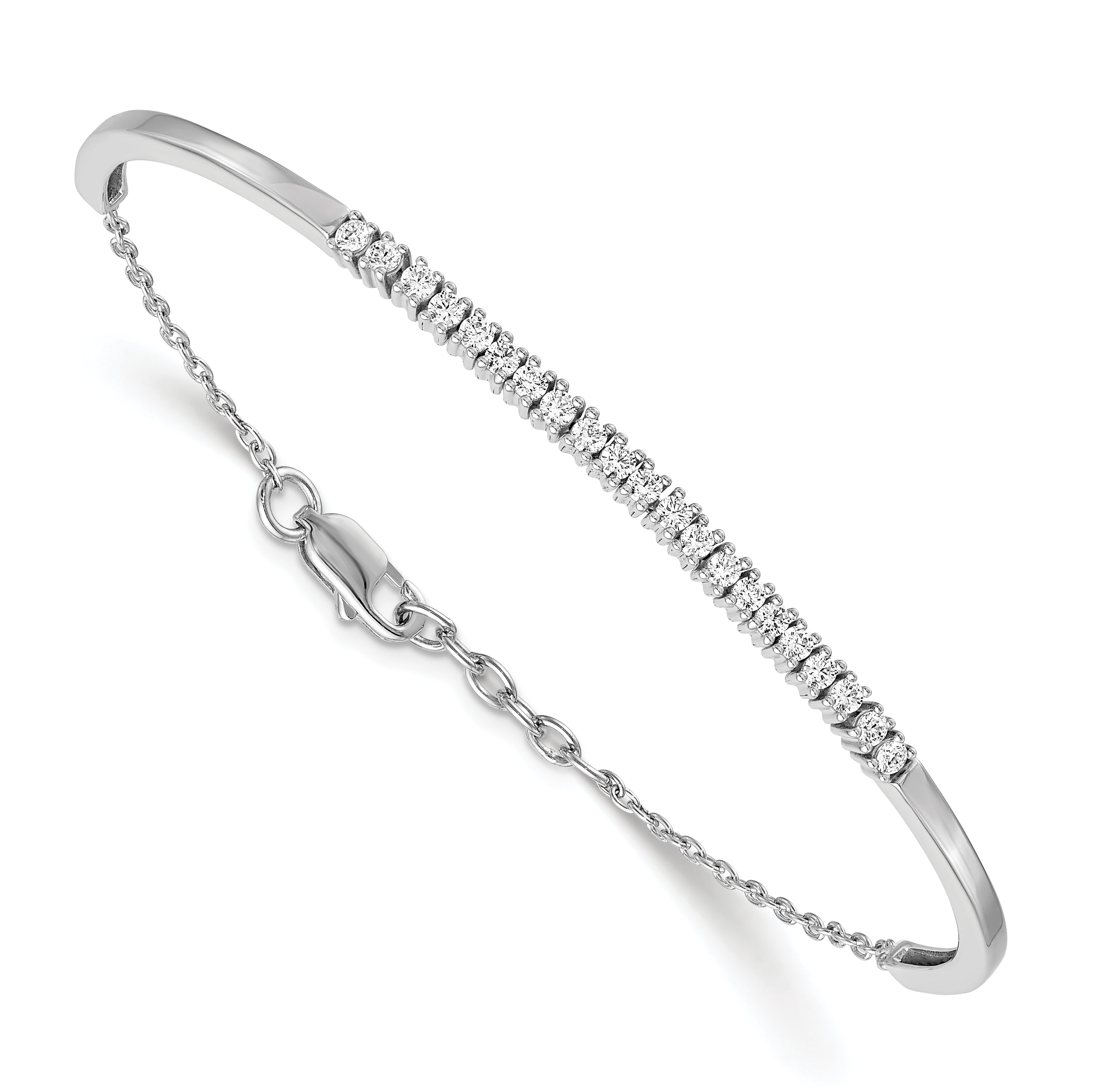14k White Gold Complete 3/4 carat Diamond Half-Bangle 6.75 inch Bracelet with 0.5 inch Extender BM3726