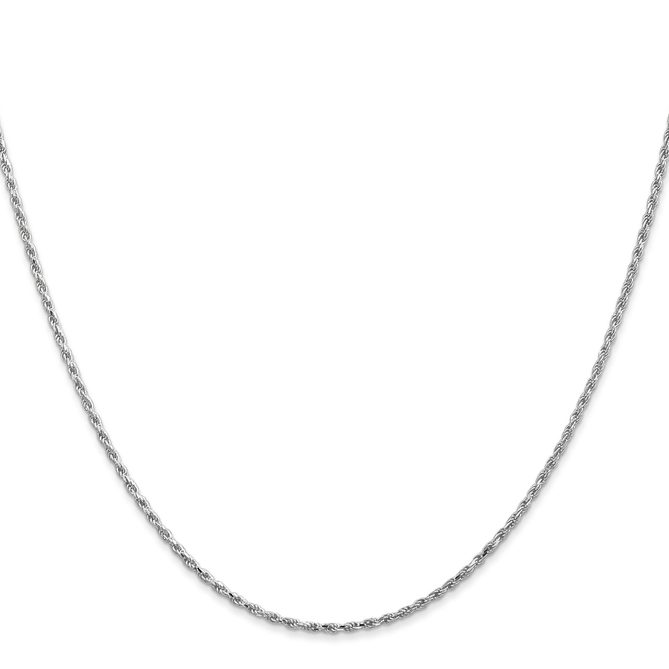 14K White Gold 14 inch 1.3mm Diamond-cut Machine Made Rope with Lobster Clasp Chain Chain W012