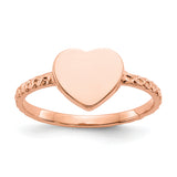 14k Rose Gold Polished Textured Heart Ring K5754