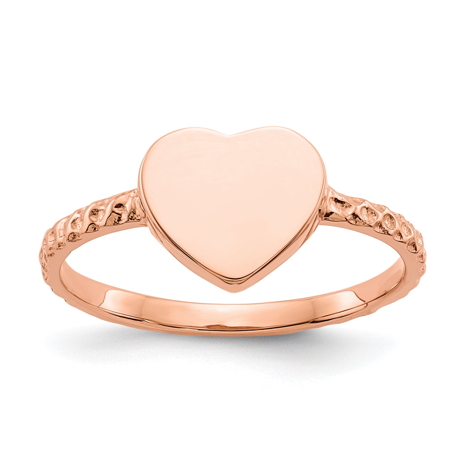 14k Rose Gold Polished Textured Heart Ring K5754